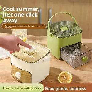 1PC Food Grade Ice Bucket with Press Mechanism Ice Dispenser Large Capacity Ice Maker Container for Home Party Outdoor Picnic