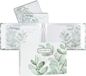 Recipe Folder 4x6, Full Page Recipe Book Organizer Set, with 20 Page Protectors & 20 Recipe Cards, Recipe Book for Make Your Own Recipe Sleek Kitchen Design Leaves