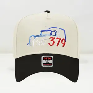 Peterbilt Retro Otto Cap Classic Mid Profile Trucker Hat Adjustable Snapback 5-Panel Cotton Polyester Spandex Blend Structured Flat Visor
