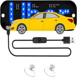 USB Car LED Illuminated Emblem Sign - Driver-Specific Windshield Taxi Display, Automotive Decoration, Auto Parts, Accessories for Car, Suction Cup & USB Type-A Cable for Sedans & SUVs