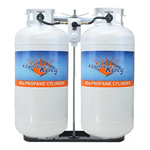 Flame King Bundle 40lb Mounting Parts + 2 Stage Auto Propane Gas Regulator + Two 40lb Propane Tanks