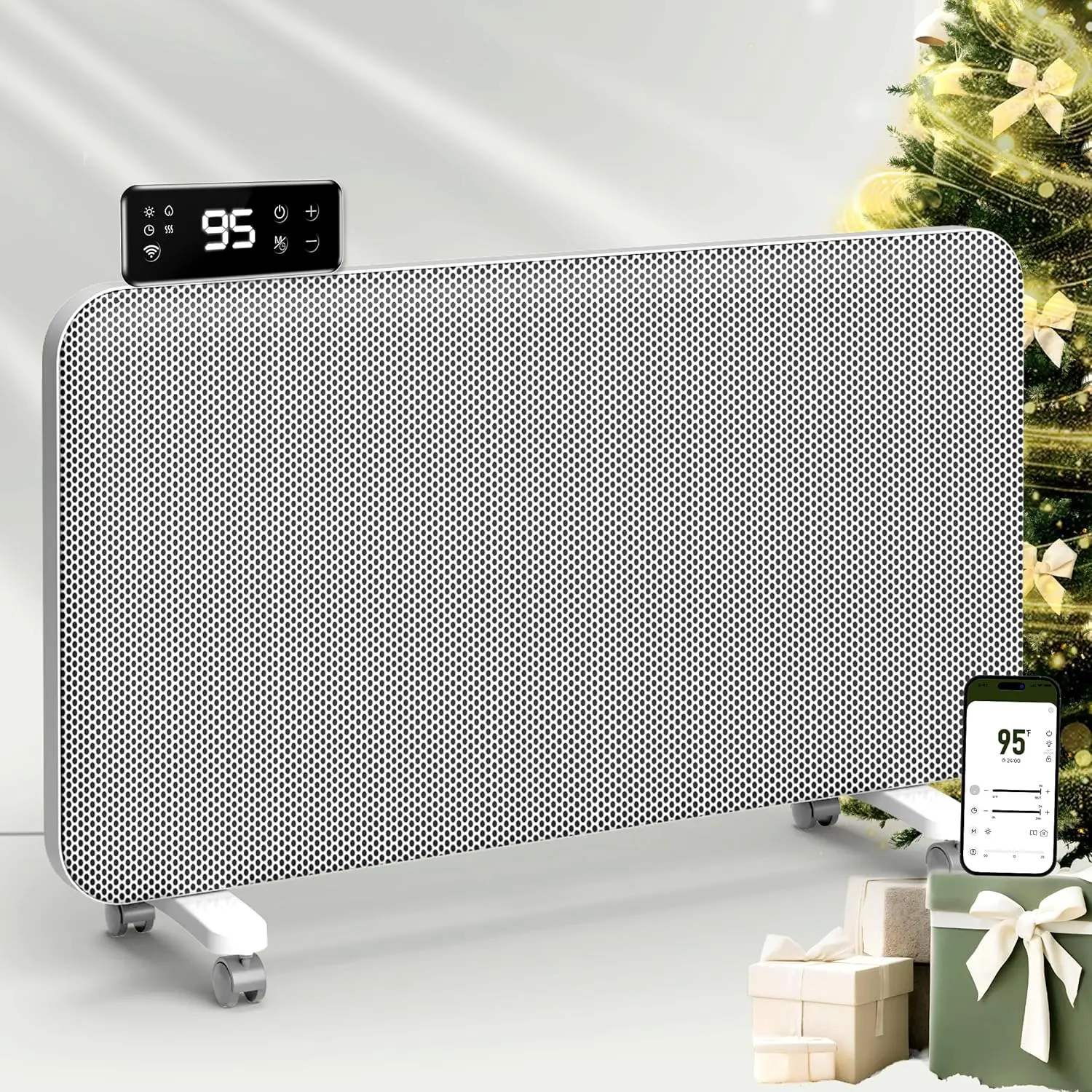 1500W Convection Heater,Space Heater for Large Room Use,Wifi App Control,24H Timer,Tip-over & Overheat Protection,tat,Standing or Wall Mount,Electric Heaters for Indoor,Office,Bedroom,31 inch