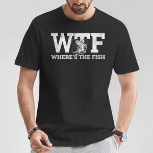 Funny WTF Where’s The Fish T Shirt – Humorous Fishing Tee for Anglers, Distressed Vintage Style Graphic, Men’s and Women’s Fisherman Apparel, Great Gift for Fishing Fans