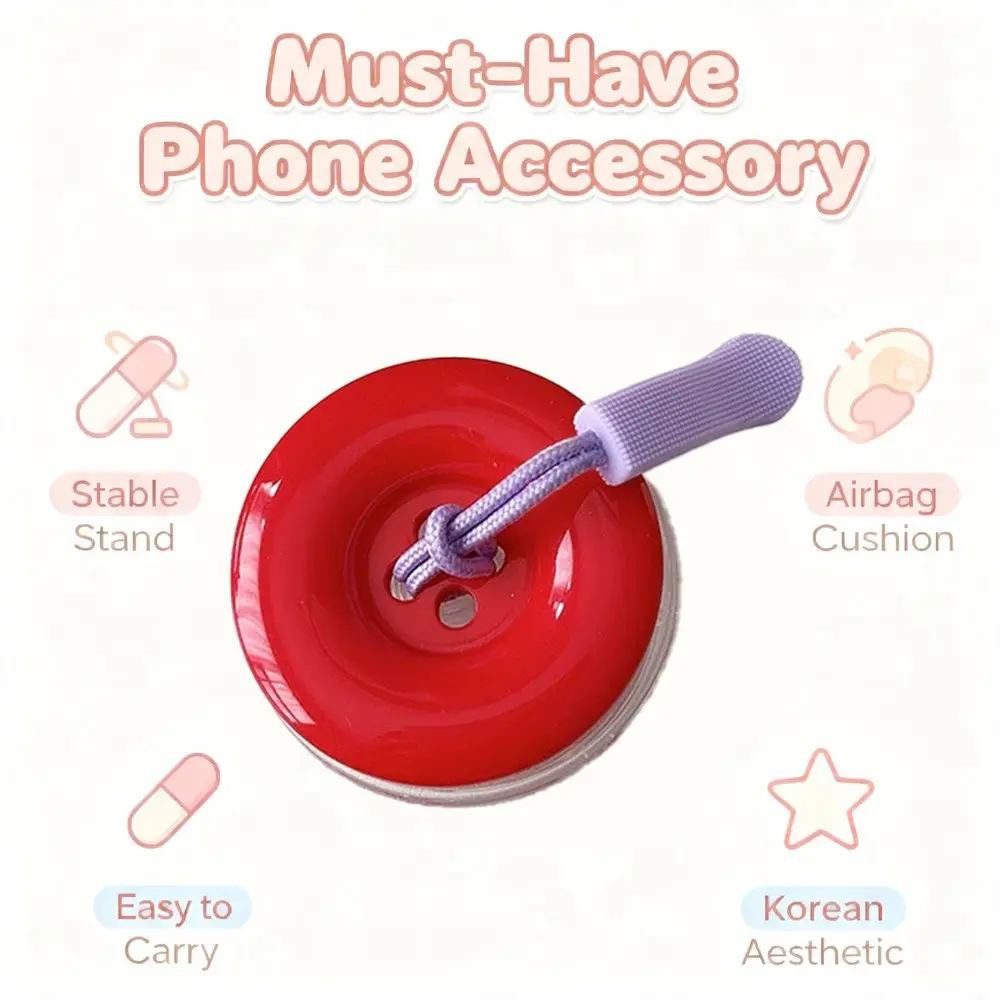 Cute Button Design Lazy Airbag Phone Stand, Portable Phone Holder, Durable Material, Ergonomic Grip, Ideal for Daily Use, Compatible with Most Smartphones, Perfect Gift, Smartphone Accessories, Cell Phone Holder, Mobile Phone Stand