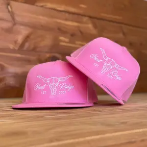 Yupoong Classic 5 Panel Pink Bull Hat