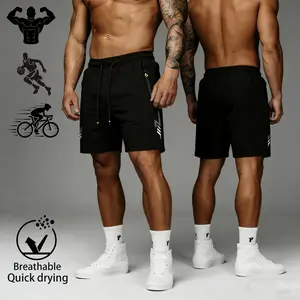 Men’s lightning print quick-dry shorts, men’s casual breathable shorts featuring an elastic waistband and drawstring design, zippered pockets for easy storage—ideal for high-intensity workouts and summer wear.