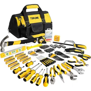390-Piece Hand Tool Kit for Home Maintenance with 14-Inch Tool Bag Screwdrivers Set Pliers Tape Measure Ergonomic Handles Durable Design Ideal for Men's Daily Use