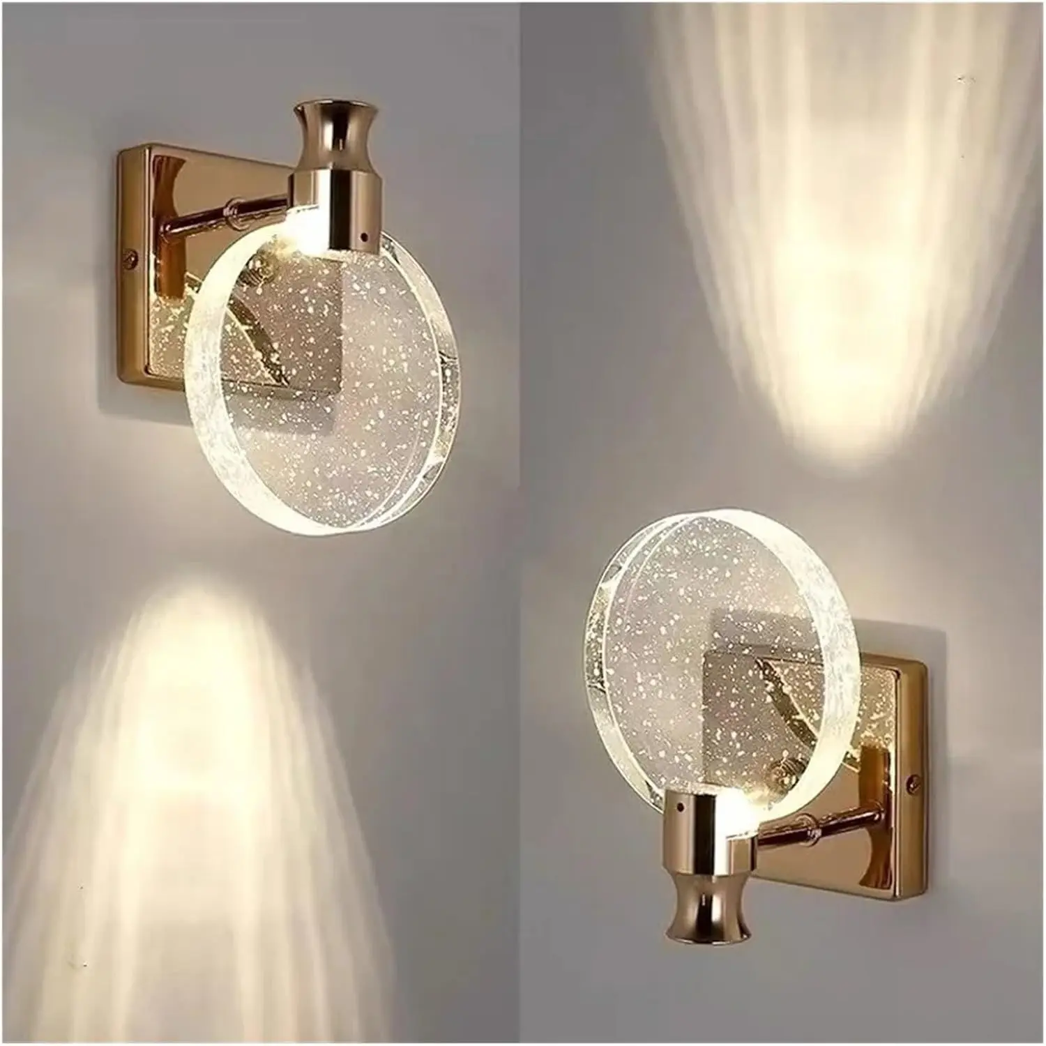 LED Crystal Wall Lamp, Wall Sconce, Hardwired, Silver Color/ Warm Light, Suitable for Bedroom, Study Room, Hallway, Indoor Decorative Lights, Home Decor Light, Decorative Lamps, Home Lighting
