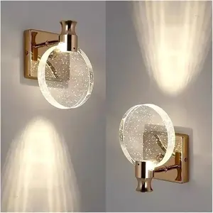 LED Crystal Wall Lamp, Wall Sconce, Hardwired, Silver Color/ Warm Light, Suitable for Bedroom, Study Room, Hallway, Indoor Decorative Lights