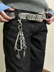Deep Sea Eye Pearl Keychain Bag Charm Waist Accessory Fashion Gift, Blue Beaded Pendant, Trendy Jewelry for Women, Stylish Keyring