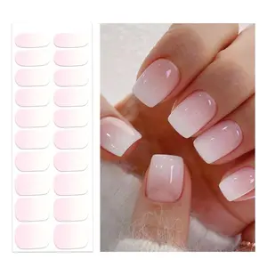 Semi Cured Gel Nail Strips | Gel Nail Stickers with UV Light Required | Salon Quality, Easy Application and Removal（Pink Ombre）