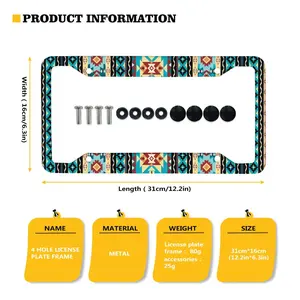 Aztec Navajo Geometric License Plate Frame 4 Holes Premium Aluminum Alloy Rustproof Weatherproof Tribal Print License Plate Cover Universal US Size Easy Hanging Installation With Screws For Off-Road Truck SUV Western Outdoor Enthusiasts