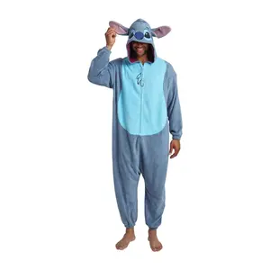 Lilo & Stitch Stitch Adult Long Sleeve Hooded Kigurumi Onesie Costume Cosplay Suit-XXL