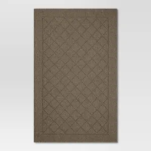 2'6"x3'10" Washable Diamond Clarkson Tufted And Hooked Accent Rug Tan - Threshold