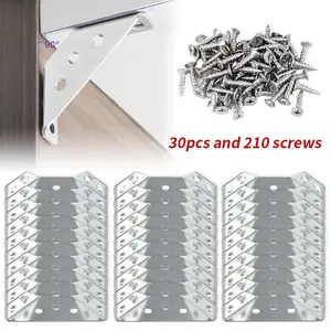 30pcs corner codes with 210 screws, furniture reinforcement accessories, trapezoidal bracket fasteners, multifunctional corner codes, used for tables, chairs, cabinets