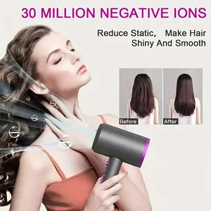 Quick-drying Ionic Hair Dryer With Diffuser, Hair Smooth And Shiny Conditioning, Constant Temperature, Silent, No Damage To Hair, Suitable For Travel, Family, Bedroom