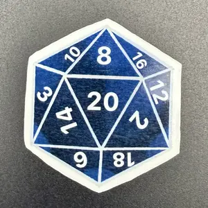 D20 Sticker Blue/Black- Perfect for Gaming Enthusiasts and Dice Lovers
