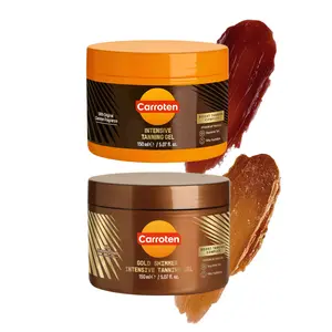 Carroten Intensive + Gold Shimmer Tanning Gel | Browning Tan Accelerators | Non-Greasy, Water-Resistant | Carrot & Coconut Oil | Vitamin A & E For Hydration | 5 oz (Set of 2)