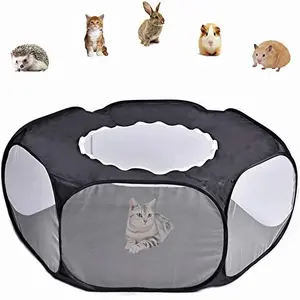Collapsible Small Animal Playpen, Cage Tent Pop-Up Portable Play Yard for Guinea Pigs, Rabbits, Hamsters, Hedgehogs, Foldable Exercise Fence with Breathable Mesh for Indoor Outdoor Use