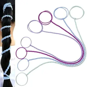 Hair Ties for Women, 16" 4 Packs Soft Nylon Elastic Ponytail Holders for Thick,Curly,Fine Hair Spiral Pony Tail Wrap Around Tie Long Womens Accessories for Sport,Swim,GYM (Hot Pink/Purple/Blue/Green)