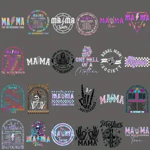 Mama Tour Iron-on Transfers, 36pcs/set Washable Vinyl Heat Transfer Stickers, Inspirational Quotes & Unique Designs for Clothing, T-shirts, Masks, Jeans, Backpacks