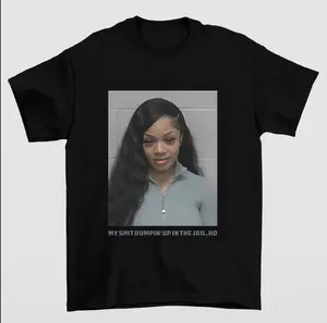 Glorilla Mugshot My Bumpin’ Up In The Jail T-Shirt Featuring Bold Retro Typography and Playful Design