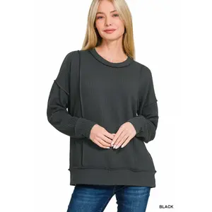 Mia Corded Pullover - Black