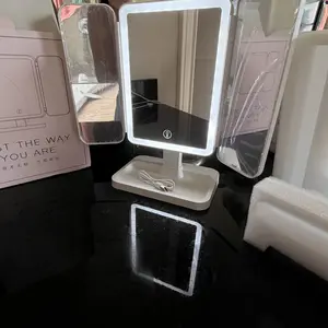 Summervibes  Foldable LED Makeup Mirror, 3 Light Modes, 2X/3X HD Magnification, Touch Dimmable, 360° Rotatable, Portable Vanity Mirror, Exquisite Gift Box, Ideal Gift  for mom and girlfriend