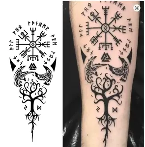 NORSET Temporary tattoo, Ancient symbols Norse, Waterproof Semipermanent Tattoo.