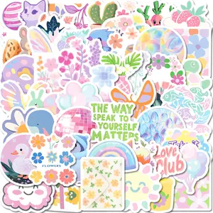 50 Pastel Floral Doodle Stickers, Suitable for Scrapbooks, Diaries, Laptops, Water Bottles, Cars, and Other Items. A Gift with A Positive Message and Based on Beliefs. Car Decal