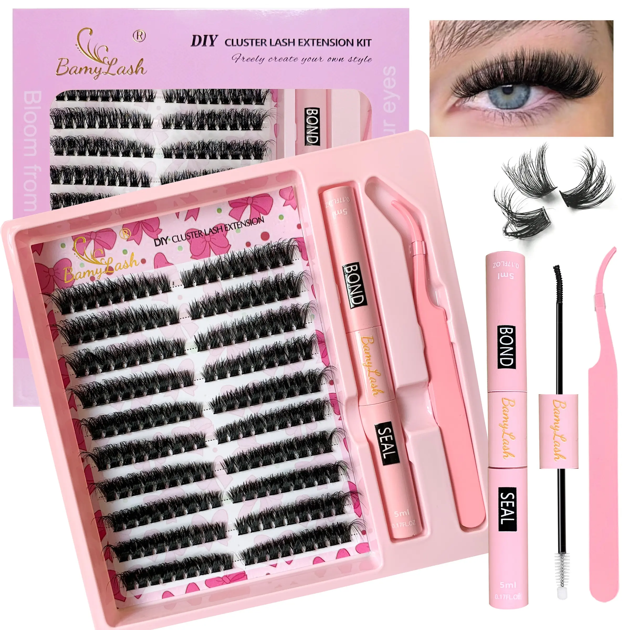 Wispy Cat Eye Individual Lash Clusters, Fluffy Eyelash Clusters, Fluffy Wispy Lashes - Natural Look, D Curling, 3D Effect DIY Lash Extensions For Salon-Quality Volume And Length - Easy To Apply, Reusable, Comfortable Winged Eye Makeup Lash Kit