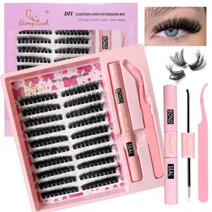Wispy Cat Eye Individual Lash Clusters - Natural Look, D Curling, 3D Effect Left & Right DIY Eyelash Extensions For Salon-Quality Volume And Length - Easy To Apply, Reusable, And Comfortable Winged Eye Make Up Lash Kit, High Quality Eyelashes
