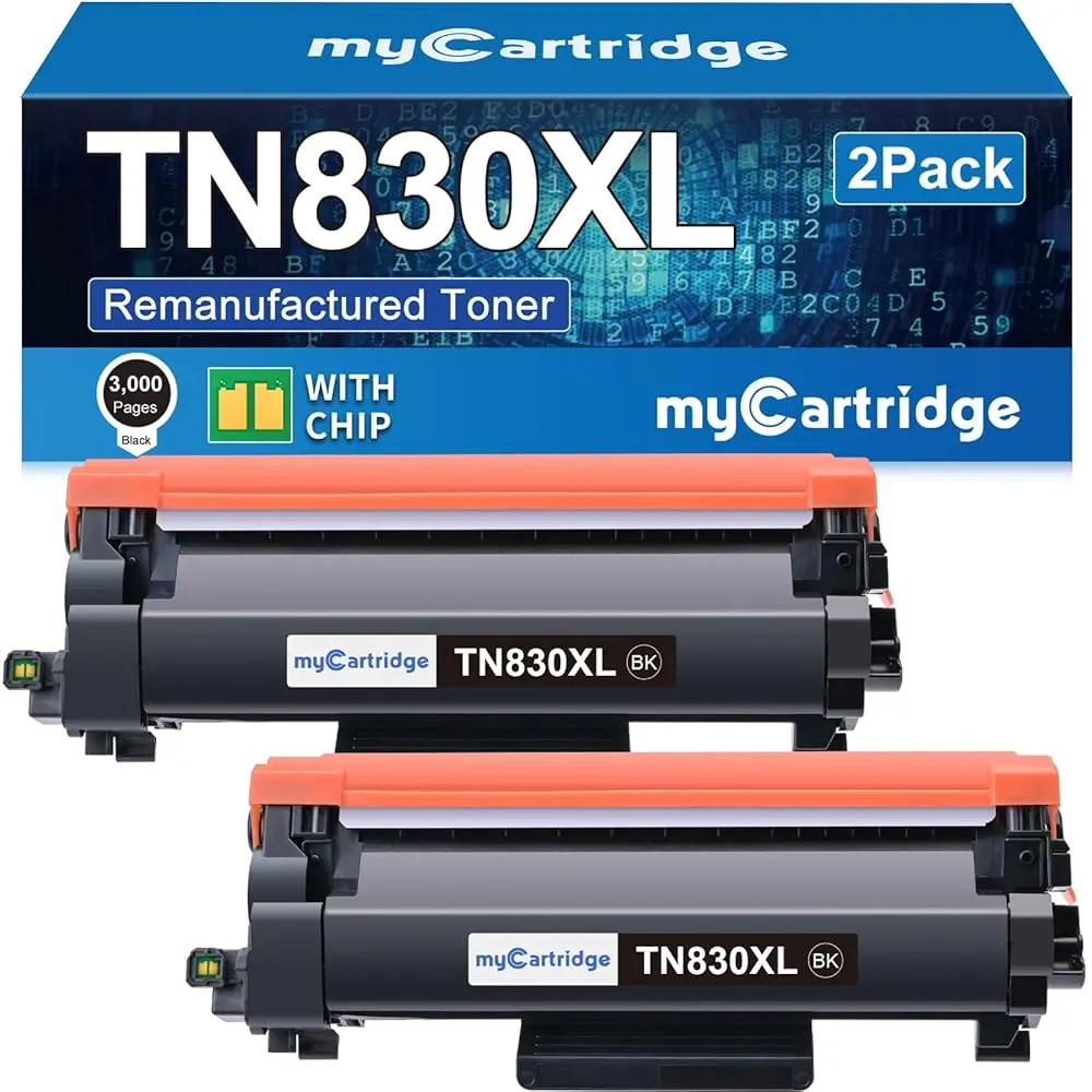 myCartridge TN830XL Compatible Toner Cartridges with Chips, High-Yield Black 2-Pack for Brother HL, DCP and MFC Printers