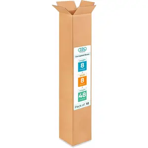 Tall Moving & Shipping Boxes 8x8x48 inches (10-Pack) - Extra Strength 200 lb vs Regular - Corrugated Moving Boxes for USPS/UPS/FEDEX - Packing Box - Moving Cardboard Box by IDL Packaging