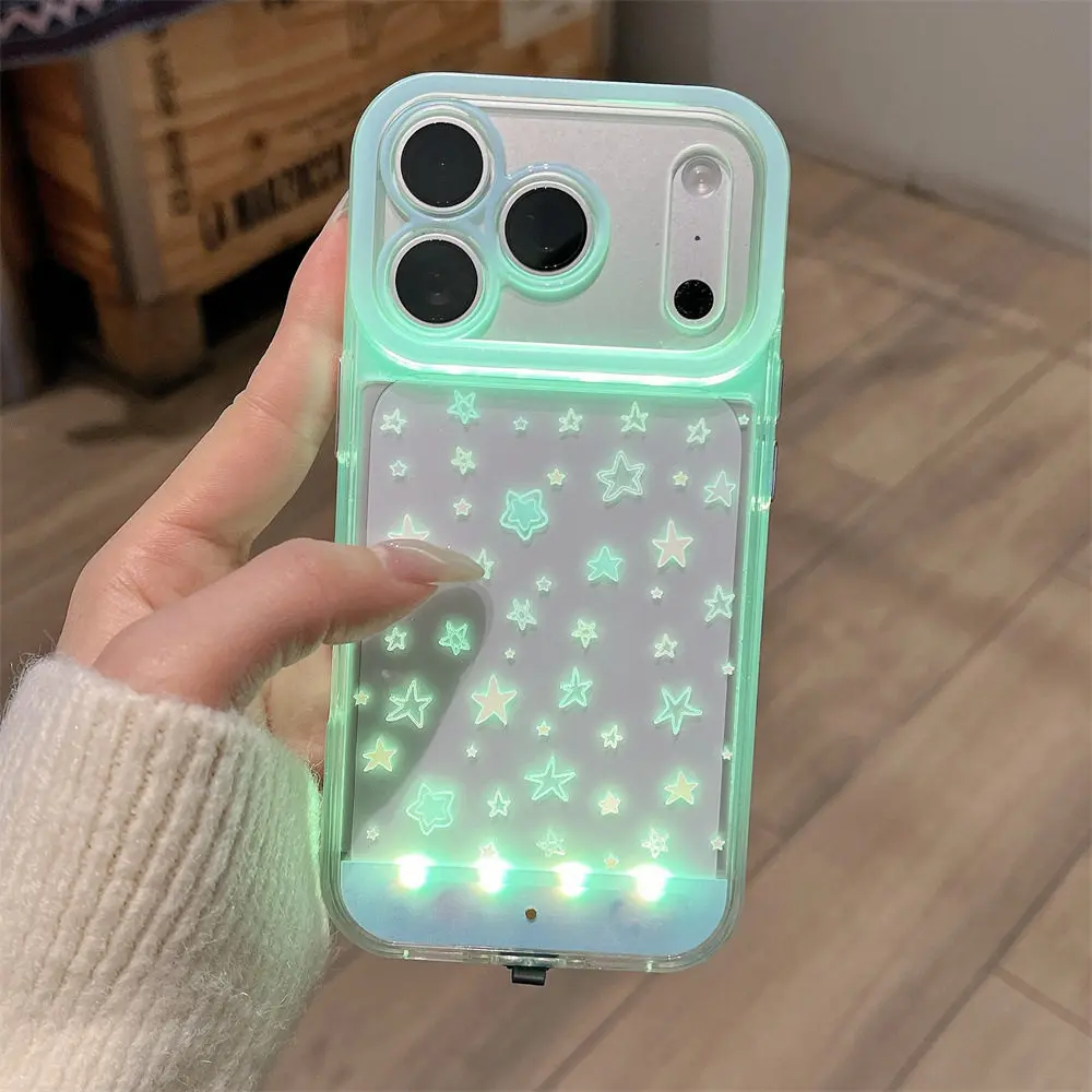LED Star Smartphone Case - Stylish Handheld Cellphone Protection Cover for iPhone 11/12/13/14/15/16/17 Pro/Pro Max/Plus, Unique Design for Daily Use, Devices Guard