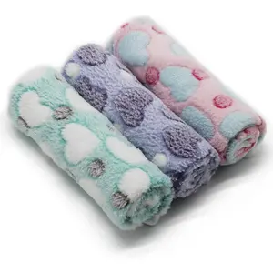 3 Pack 23"x15" Puppy Blankets Super Soft Warm Sleep Mat Love Print Blanket Fluffy Fleece Pet Blanket Flannel Throw Dog Blankets for Small Dogs Puppy Dogs Fluffy Cats,Mix Love-Small