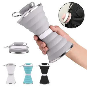 500ml Silicone Foldable Water Bottle, 1 Count Portable Leak Proof Water Bottle with Lid & Carabiner, Water Bottle for Outdoor Travel Gym Hiking, Camping Accessory, Silicone Cup