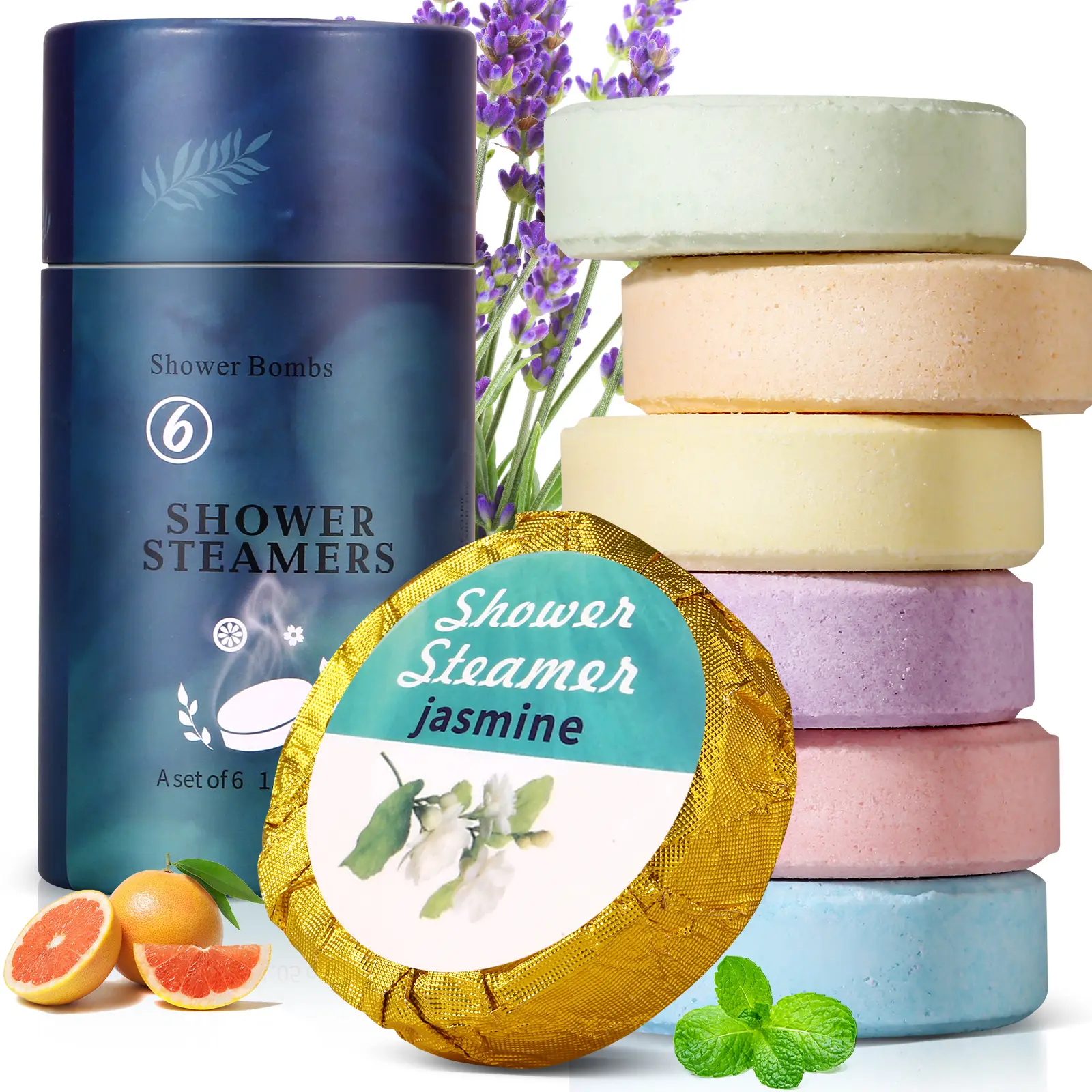 6pcs Aromatherapy Shower Steamers with Essential Oils - Eucalyptus, Rose, Jasmine, Citrus, Peppermint, Lavender - Self Care Home Spa Shower Supplies for Men - Birthday, Valentine's Day Gifts (Local Warehouse)