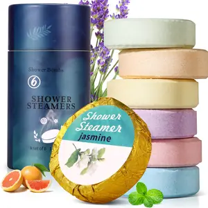 6pcs Shower Steamers Aromatherapy - Eucalyptus, Rose, Jasmine, Citrus, Peppermint, Lavender with Essential Oils for Self Care, Home Spa Bath Bombs for Men and Women Shower Supplies Travel Daily , Birthday Valentine's Day and Father Gifts-Local Warehouse