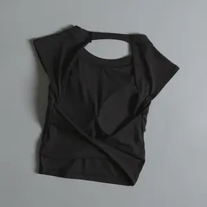 Sexy Short Backless Fixed Chest Pad Sports T-shirt Vest Women's Tight Fitting Quick Drying Slimming Yoga Suit Top Clothing