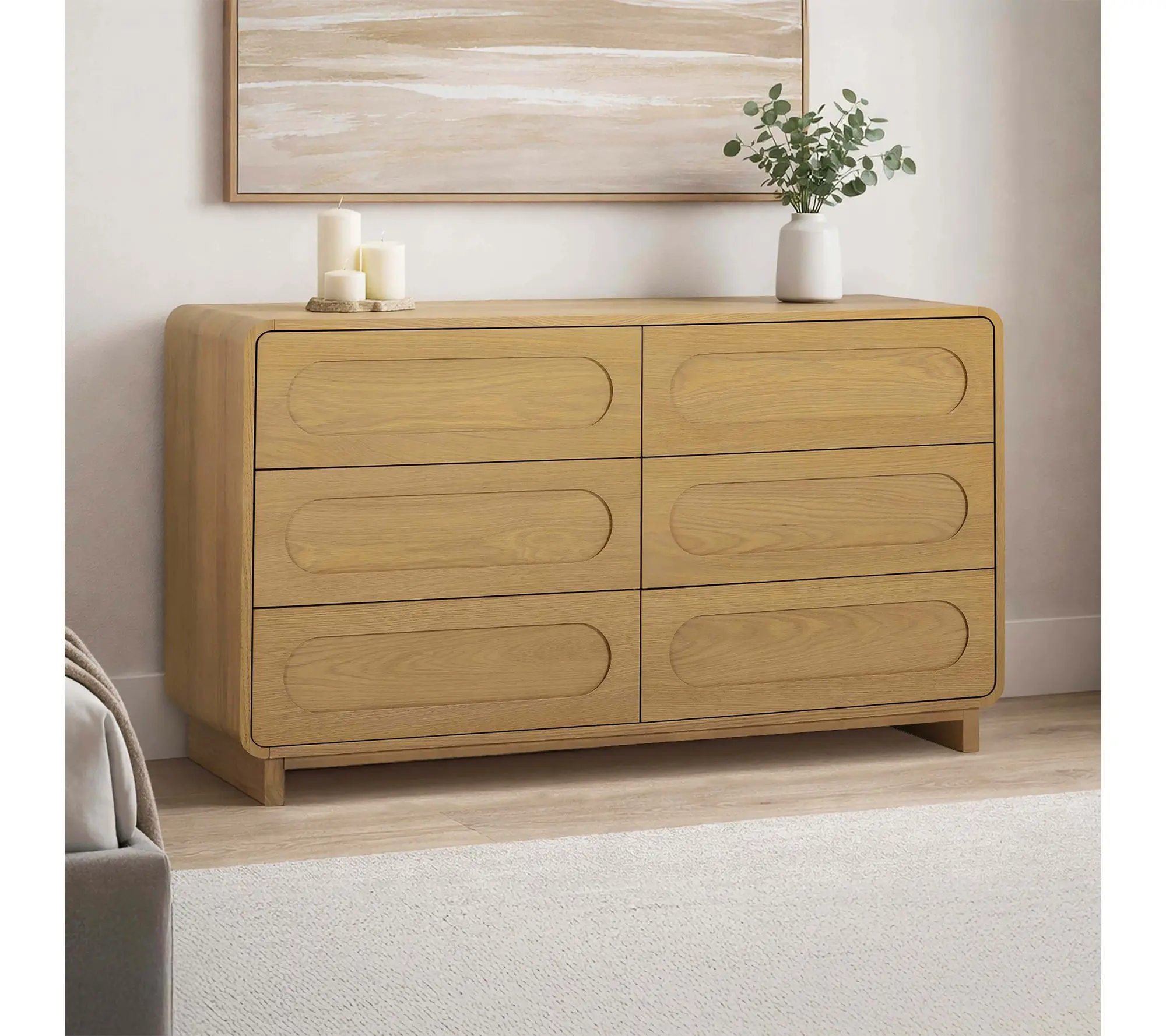 Teamson Home Tenley Oak Veneer Push Open 6-Drawer Dresser