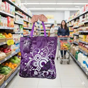 Durable Reusable Shopping Bag, Reusable Grocery Bags: Large Capacity Foldable Tote with Floral Print, Lightweight & Water-Resistant, Eco-Friendly, Non-Slip Handles for Grocery and Daily Use. Compact, Washable, and Space-Saving