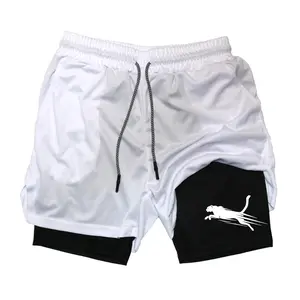 Summer Men's Gym Fitness Workout Shorts Quick-drying Two-in-one Sports Compression Double-layer Shorts Casual Daily M-3XL