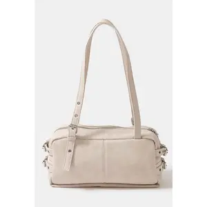 Fame Multi Grommet Belt Strap Rustic Rectangular Hand Bag