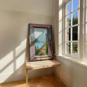 Open Window Henri Matisse Print, Henri Matisse Style Fauvism Painting, Modern Exhibition Print, Patio Doors Italy Mediterranean, Lake Como