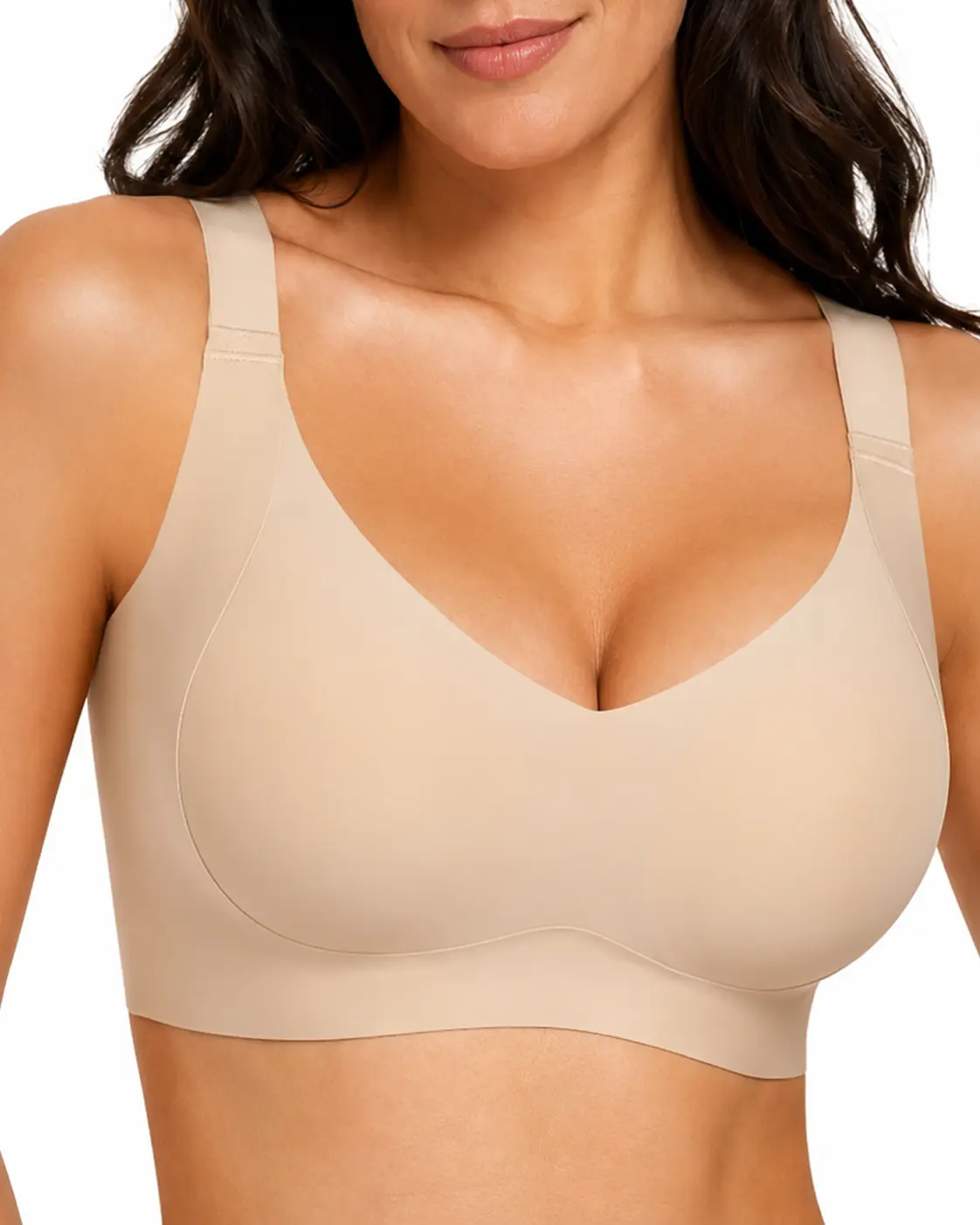Women's Wireless Jelly Bras - Non-Underwire, Stretchy, Breathable, Lightweight Seamless Fabric Bralettes for Everyday T-Shirt Wear, Soft, Straps
