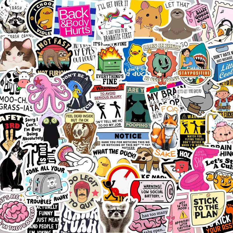 Back & Body Hurts 130pcs Funny Stickers for Adults Prank Meme Dirty Hilarious Sticker Pack for Laptop Hard Hat Work Water Bottles Computers Vinyl Waterproof Decals