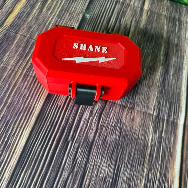 Milwaukee-Inspired Custom Name Mini Tool Box Personalized 6" Red with Lightning Bolt Design
