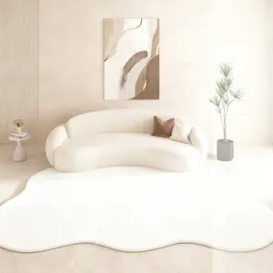1pc French Cream Style Pure White Living Room Decoration Carpet Ins Cloud Irregular Shape Bedroom Plush Rug Soft Area Rug High-end Lounge Art Carpet Fluffy and Soft Balcony Washable Non-slip Mat Fluffy Rugs