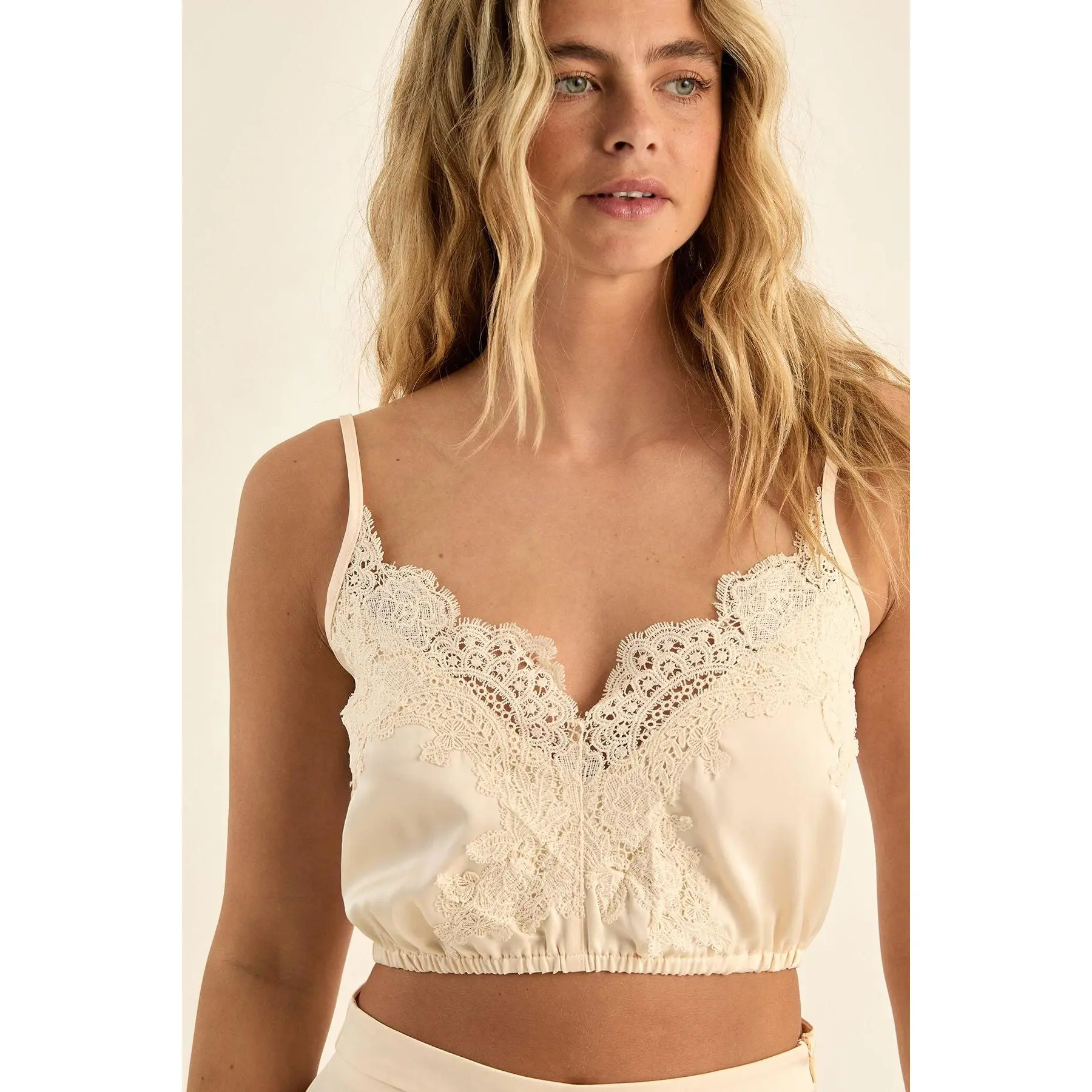 NastyGal Premium Satin Lace Trim Bralet